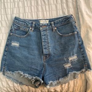 Free People high waisted jean shorts